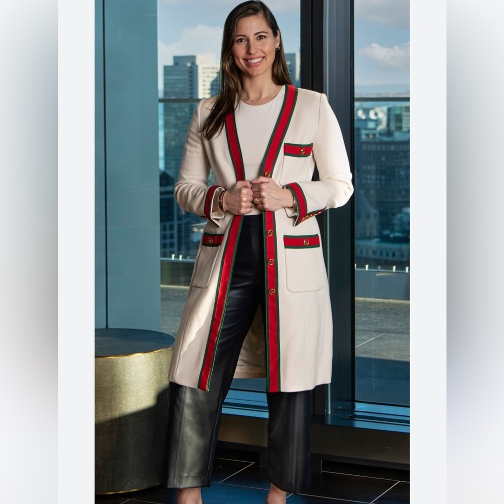 Gucci Wool Stripe Trim Coat
